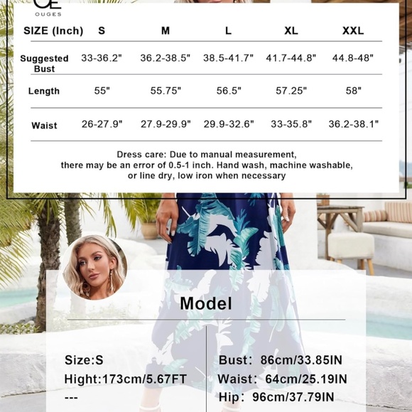 Women's Summer Beachy Maxi Dress | V-Neck, Adjustable Straps, +Pockets | Size: L - Picture 5 of 5